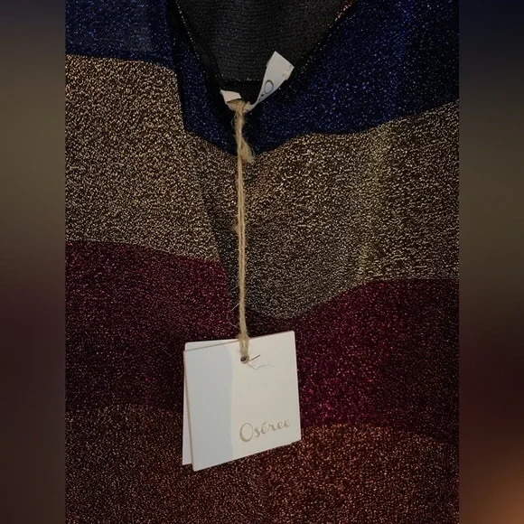 OSÉREE Striped stretch-Lurex halterneck sheer maxi dress